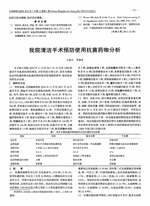 我院清洁手术预防使用抗菌药物分析