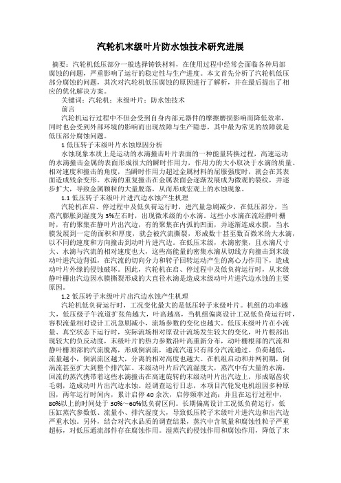 汽轮机末级叶片防水蚀技术研究进展