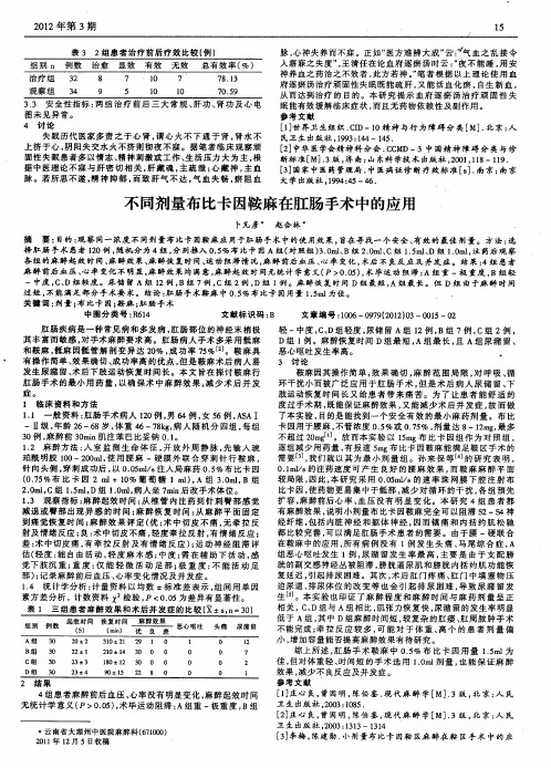 不同剂量布比卡因鞍麻在肛肠手术中的应用