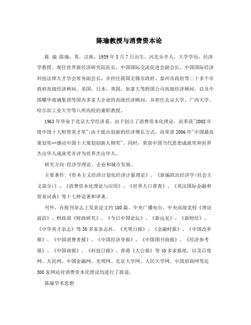 陈瑜教授与消费资本论