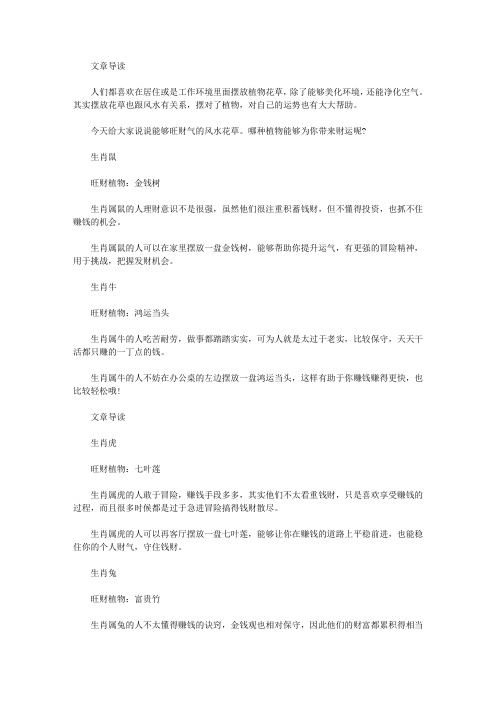 生活养生-看看你养什么植物最旺财运