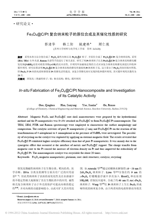 Fe3O4／Pt复合纳米粒子的原位合成及其催化性质的研究