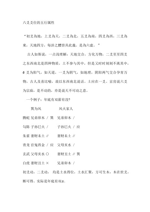 六爻爻位的五行属性