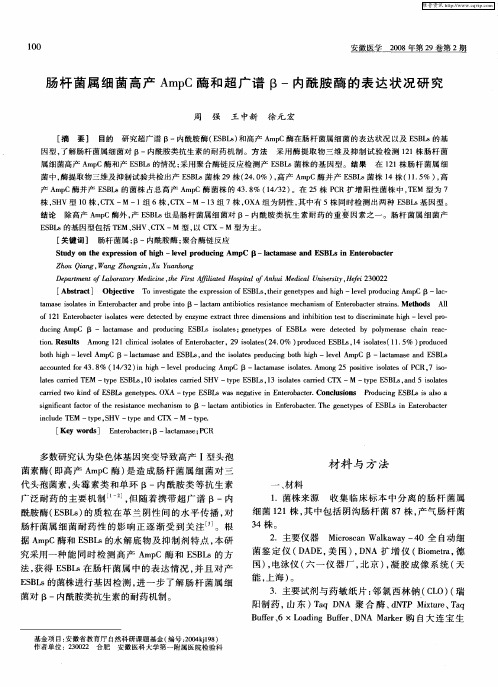 肠杆菌属细菌高产AmpC酶和超广谱β-内酰胺酶的表达状况研究