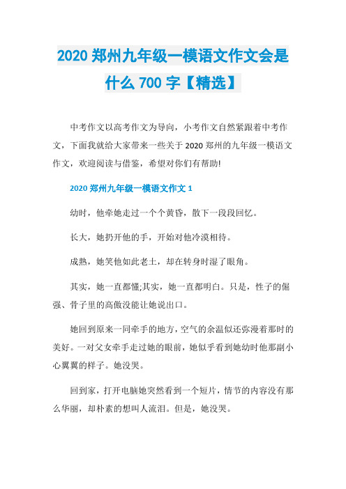 2020郑州九年级一模语文作文会是什么700字【精选】