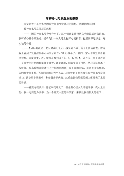 看神舟七号发射后的感想_小学作文