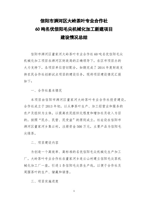 大岭合作社项目建设情况汇报