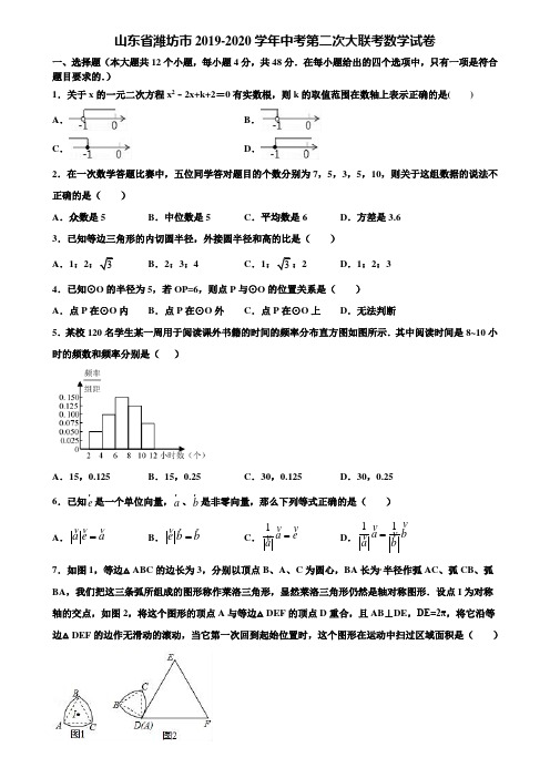 山东省潍坊市2019-2020学年中考第二次大联考数学试卷含解析