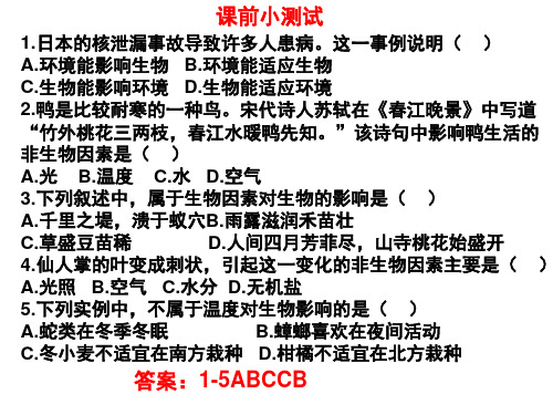 鲁科版(五四制)六年级上册生物1.2.2生物对环境的适应和影响 课件