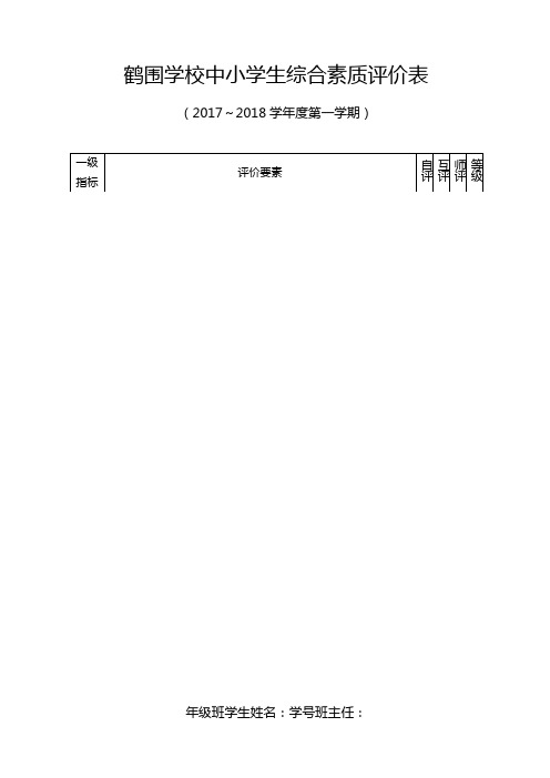 学生综合素质评价表