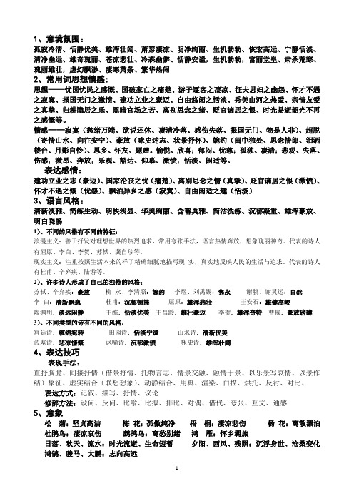 诗歌鉴赏术语
