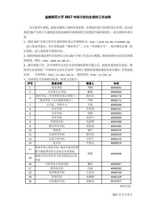 首师大2017调剂信息