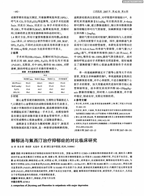 解郁汤与氟西汀治疗抑郁症的对比临床研究