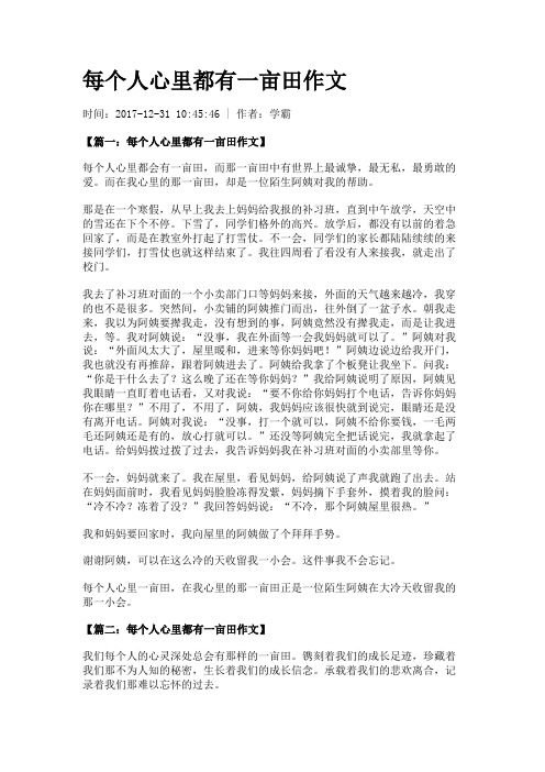 每个人心里都有一亩田作文