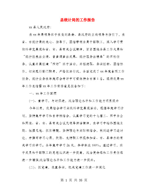 县统计局的工作报告(多篇范文)