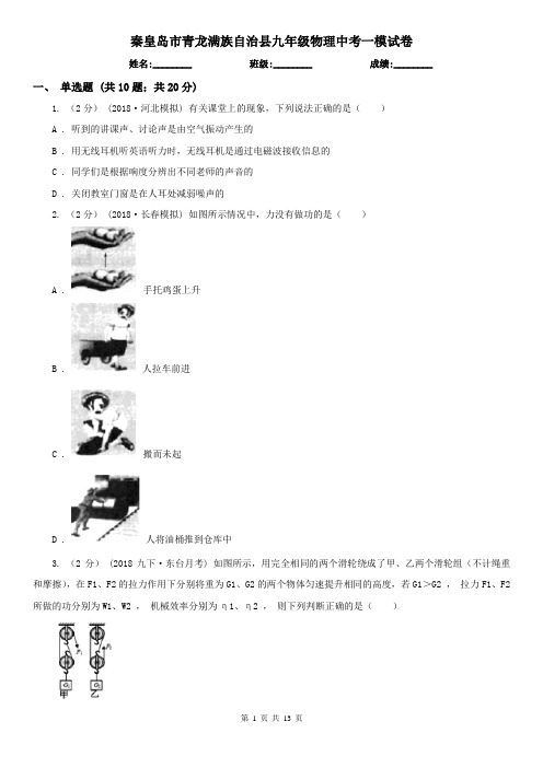 秦皇岛市青龙满族自治县九年级物理中考一模试卷