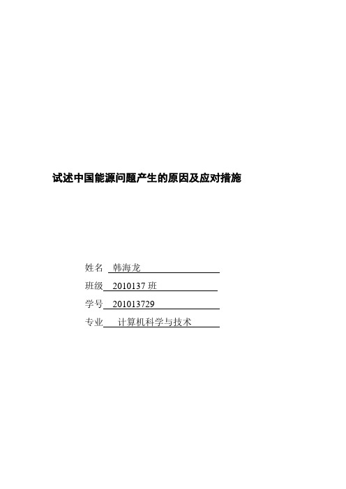 试述中国能源问题产生的原因及应对措施