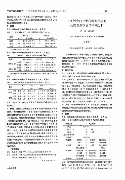 102例中药及中药制剂引起的药物性肝损害的回顾分析