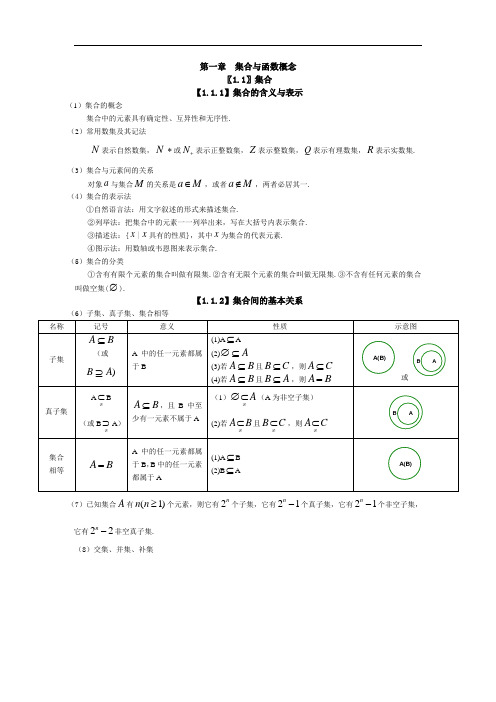 最新人教版高中数学 必修一 第一章 知识点