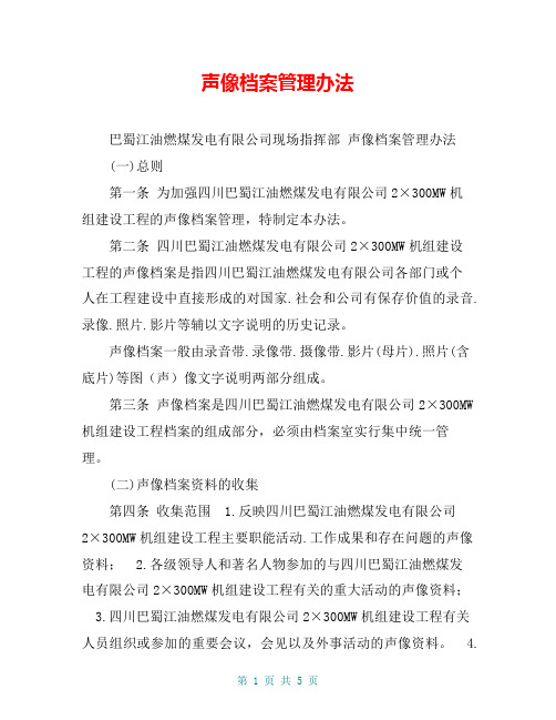 声像档案管理办法