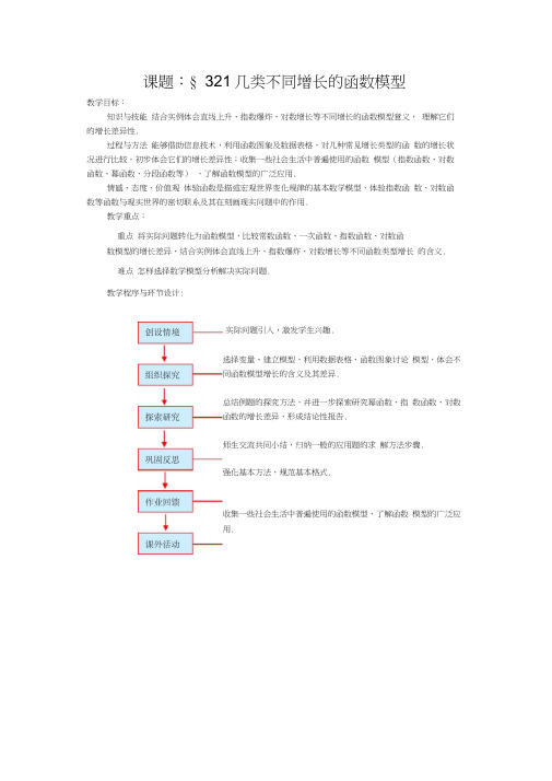 高一数学人教A版必修一精品教案：3.2.1几类不同增长的函数模型Word版含答案