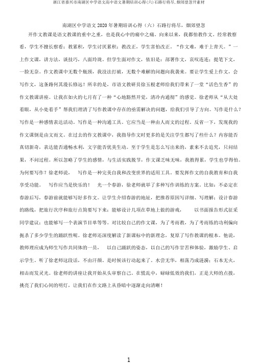 浙江省嘉兴市南湖区中学语文高中语文暑期培训心得(六)石路行将尽,烟郊望忽开素材