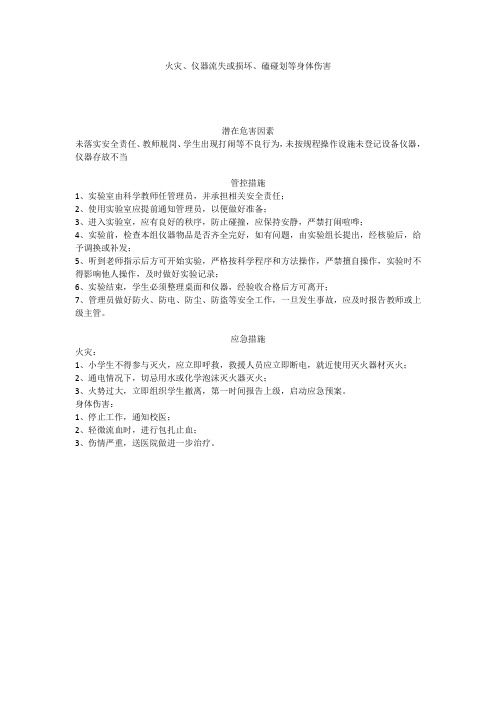 学校双控风险提示卡之实验室篇