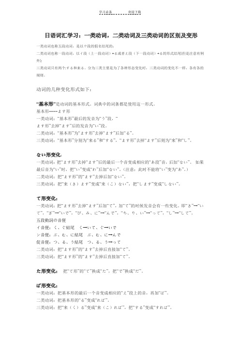 日语词汇学习一类动词,二类动词及三类动词的区别及变形