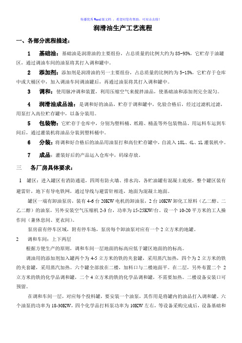 润滑油生产工艺流程Word版