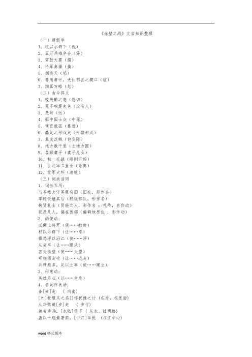 赤壁之战资料文言知识整理