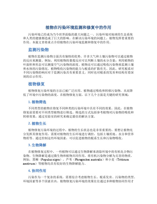 植物在污染环境监测和修复中的作用