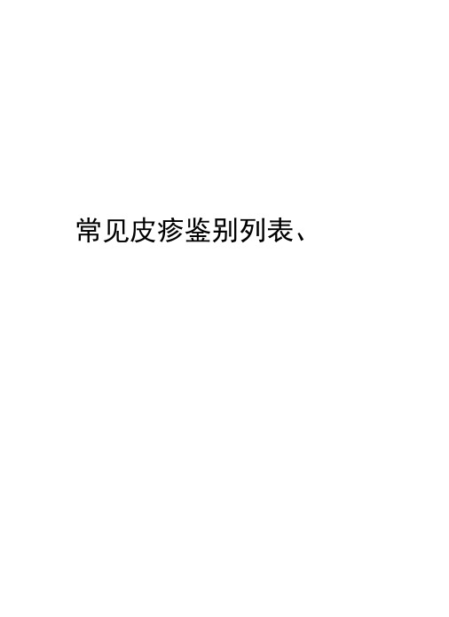常见皮疹鉴别列表、讲解学习