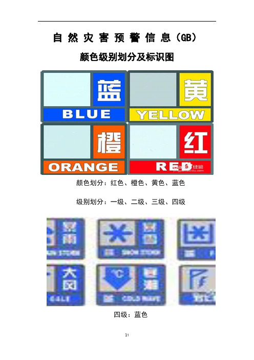 自然灾害预警信息---颜色、等级划分及图标