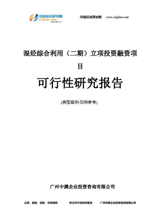 混烃综合利用(二期)融资投资立项项目可行性研究报告(非常详细)