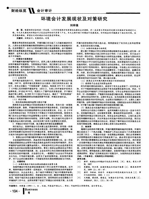 环境会计发展现状及对策研究