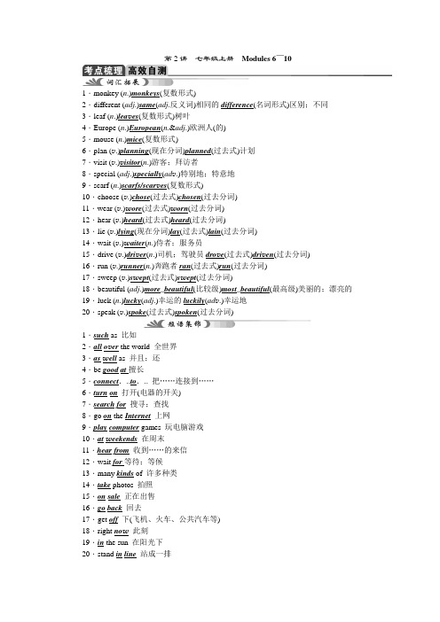 2015中考英语(外研,呼和浩特)总复习教学案第2讲七年级上册Modules6～10