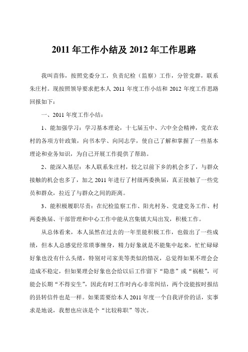 2011年工作总结及2012年工作思路