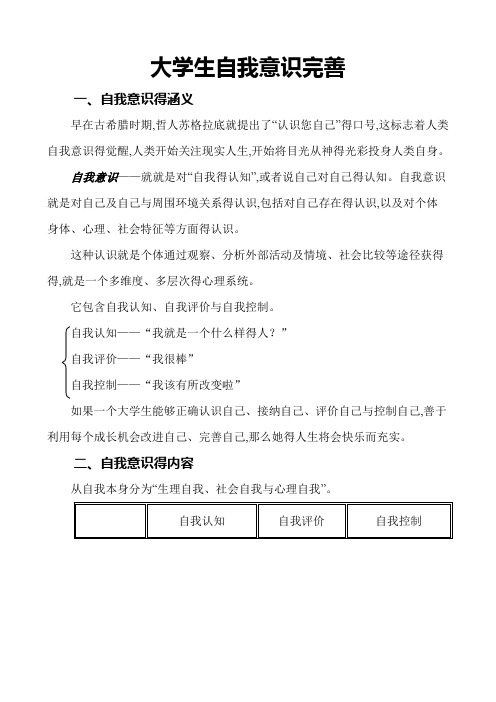 大学生自我意识完善