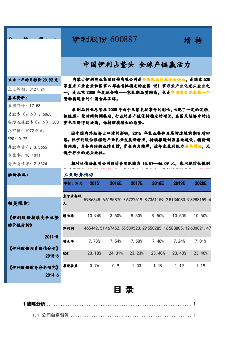 伊利集团财务报表分析报告