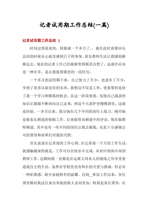 记者试用期工作总结(一篇)