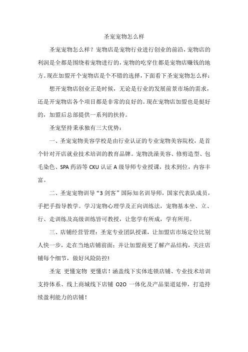 圣宠宠物怎么样