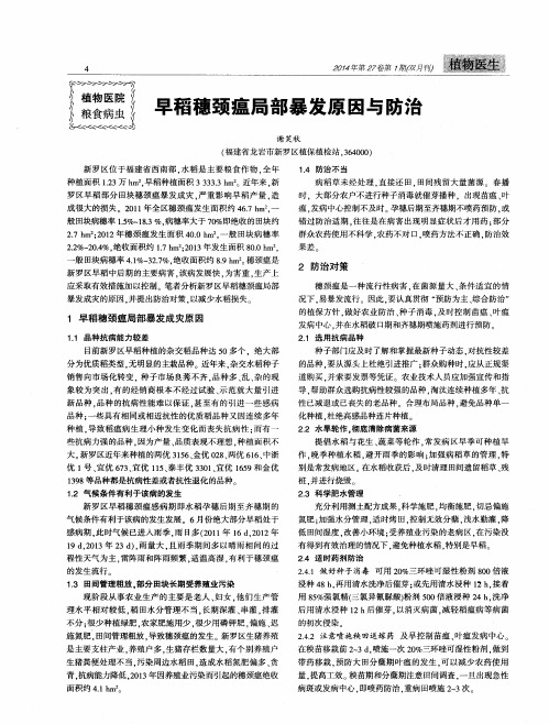 早稻穗颈瘟局部暴发原因与防治
