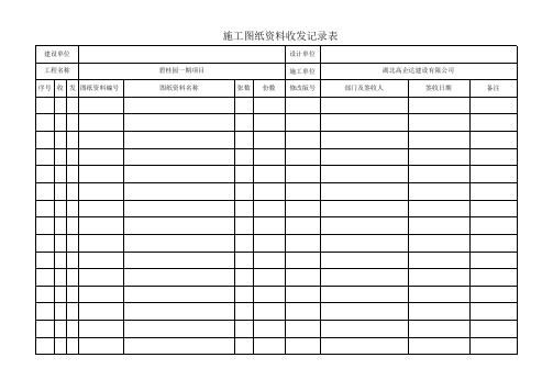 施工图纸资料收发记录表