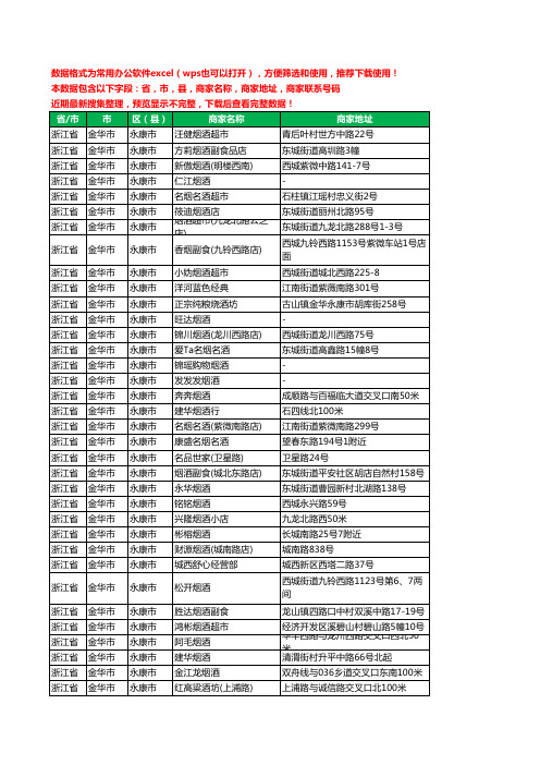 2020新版浙江省金华市永康市酒水批发工商企业公司商家名录名单联系电话号码地址大全900家