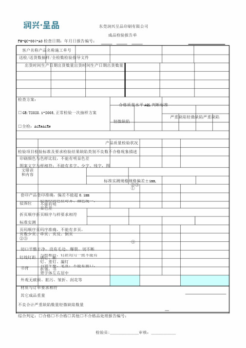 成品检验报告单(新)