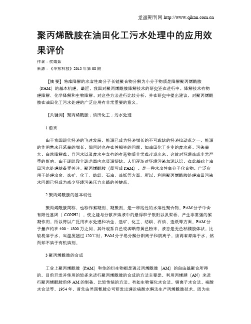 聚丙烯酰胺在油田化工污水处理中的应用效果评价