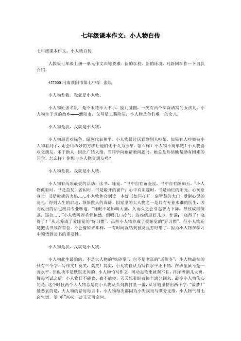 七年级课本作文：小人物白传