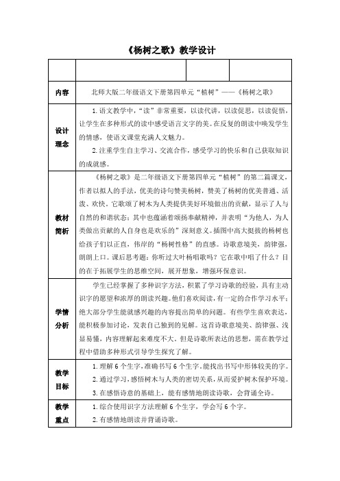 北师大语文二年级下《四 植树：杨树之歌》 优质课教案_3