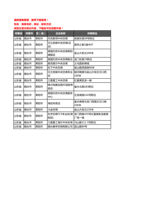 新版山东省烟台市莱阳市中央空调企业公司商家户名录单联系方式地址大全15家