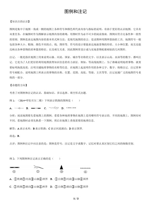 图例和注记-初中地理知识
